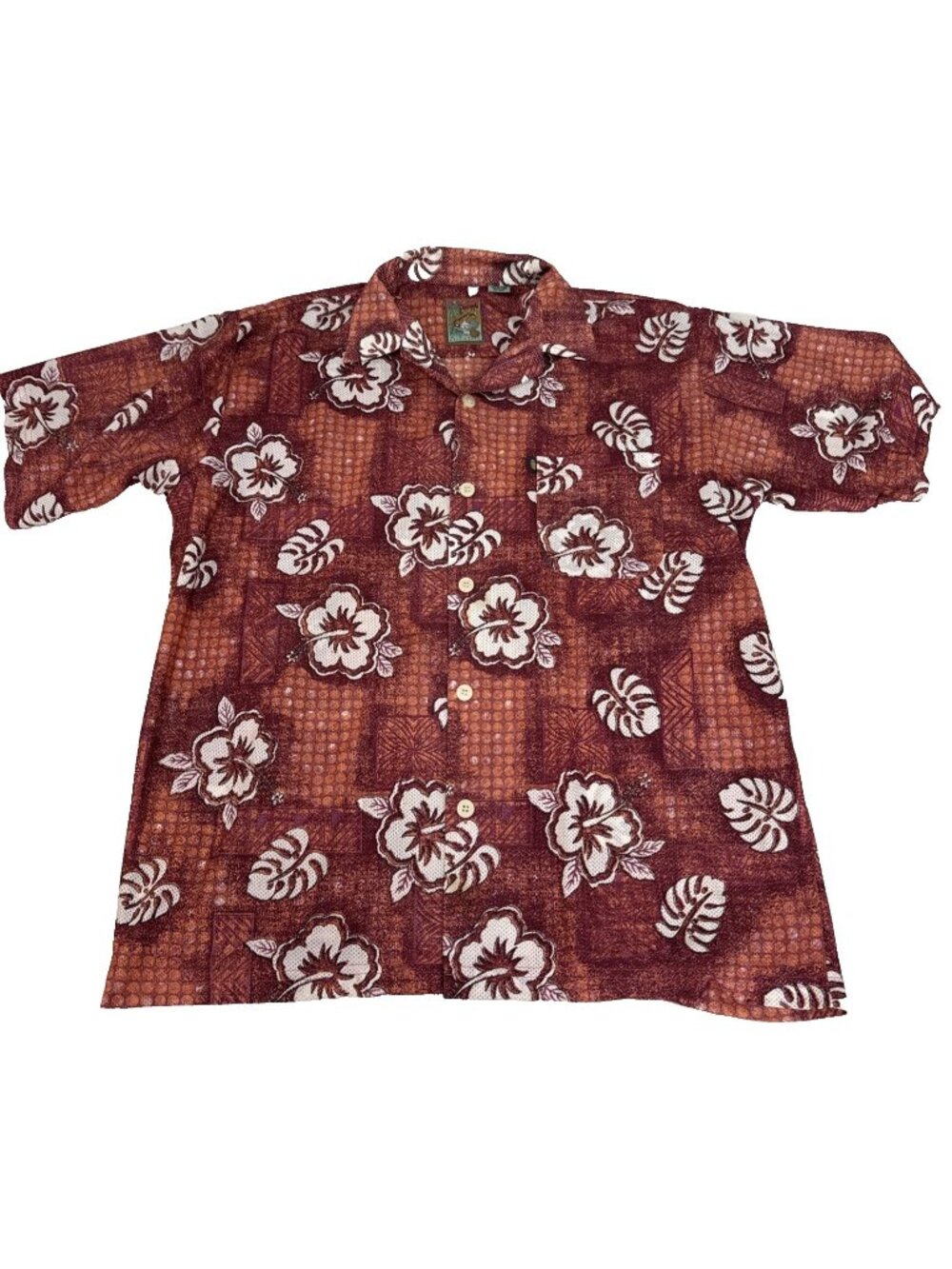 Vintage Pineapple Connection Floral Hawaiian Button Shirt Mens Size Large